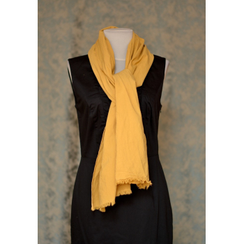 Eșarfă ocru din pânză topită de bumbac