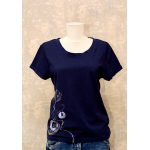 Tricou bleumarin cu pictură abstractă, unicat