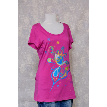 Tricou magenta cu pictură abstractă, unicat