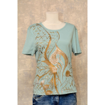 Tricou bleu cu pictură abstractă, unicat