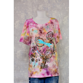 Tricou Tie & Dye, Libelule în timp, unicat
