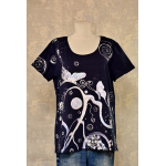 Tricou bleumarin cu pictură abstractă, unicat