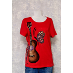 Tricou roșu pictat, unicat