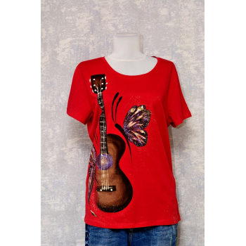 Tricou roșu pictat, unicat