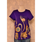 Tricou mov cu pictura florală, unicat