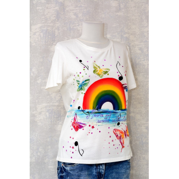 Tricou alb pictat: Muzica este sunetul sufletului