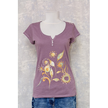 Tricou cu pictură florală, unicat