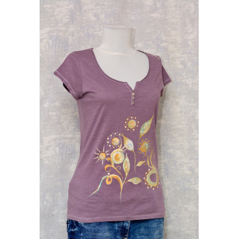 Tricou cu pictură florală, unicat