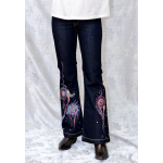 Blugi evazați cu pictură florală, unicat