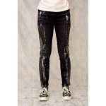 Blugi negri, Skinny Fit, pictați manual, unicat