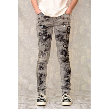 Blugi cu pictură abstractă, unicat