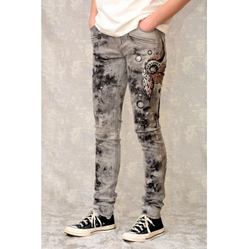 Blugi cu pictură abstractă, unicat