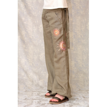 Pantaloni de in cu pictură abstractă, unicat