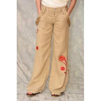 Pantaloni de in cu pictură abstractă, unicat