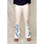 Pantaloni albi cu pictură abstractă, unicat